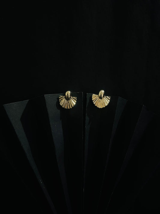 Fan-Shaped Stud Earrings