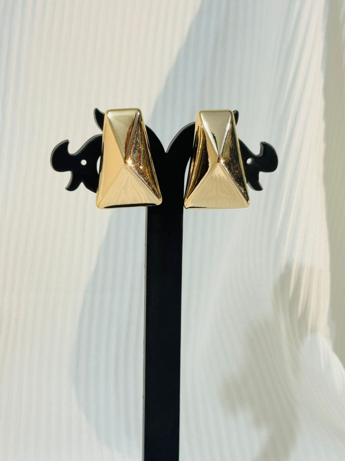 Rose Gold-Toned Pyramid Stud Earrings